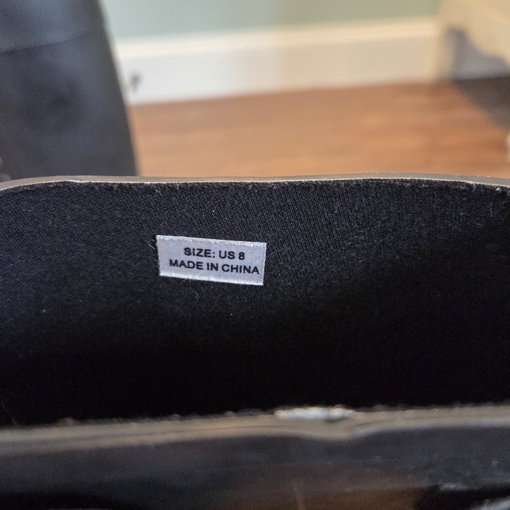 Juicy Couture Black Rain Boots Lace Up Buckle Logo Crown US 8 - Picture 5 of 15